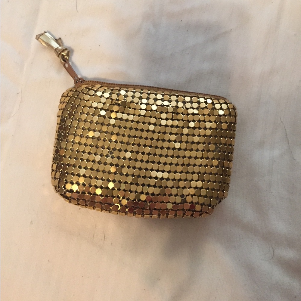 Whiting & Davis Gold Metal Mesh Zip Coin Purse
